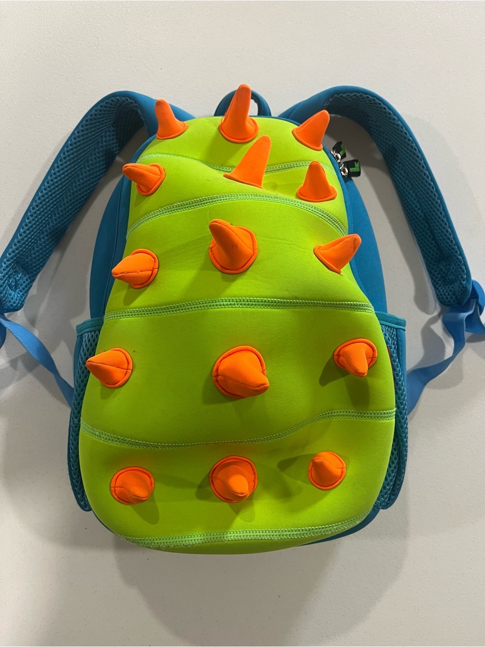 Kids Neon Green & Orange Dino Spiked Backpack